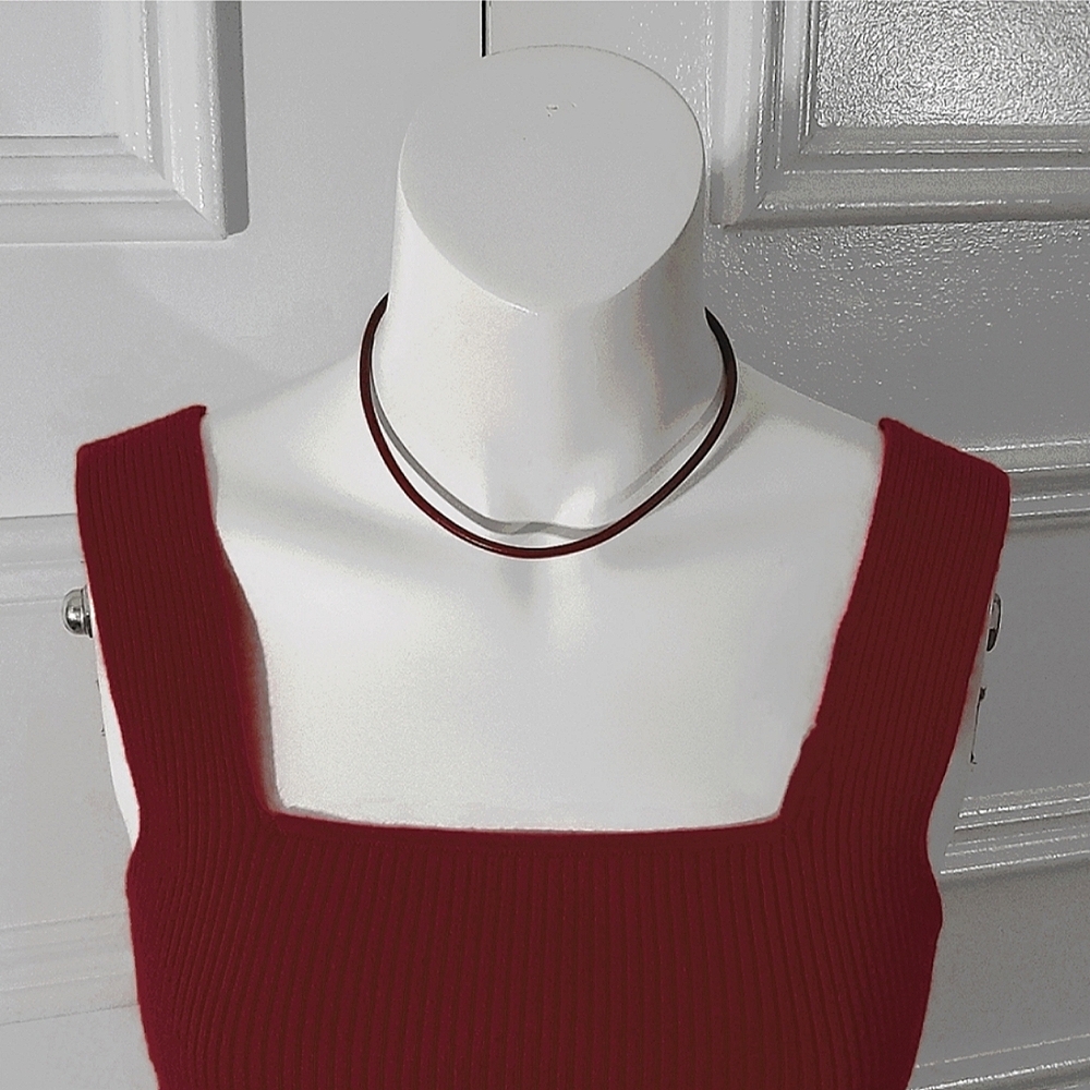 NEW- Mexican-Made Faux Leather Western Chocker necklace w stainless stee…